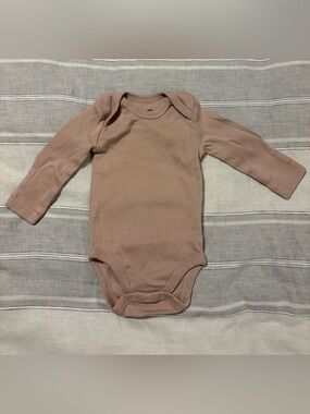 Small Story Earth Neutrals Clay Long-Sleeve One-Piece Bodysuit 0-3M